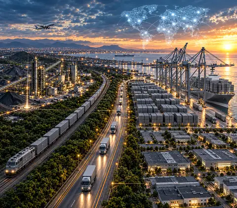 Integrated mine, industrial processing, road, rail and deepwater port infrastructure